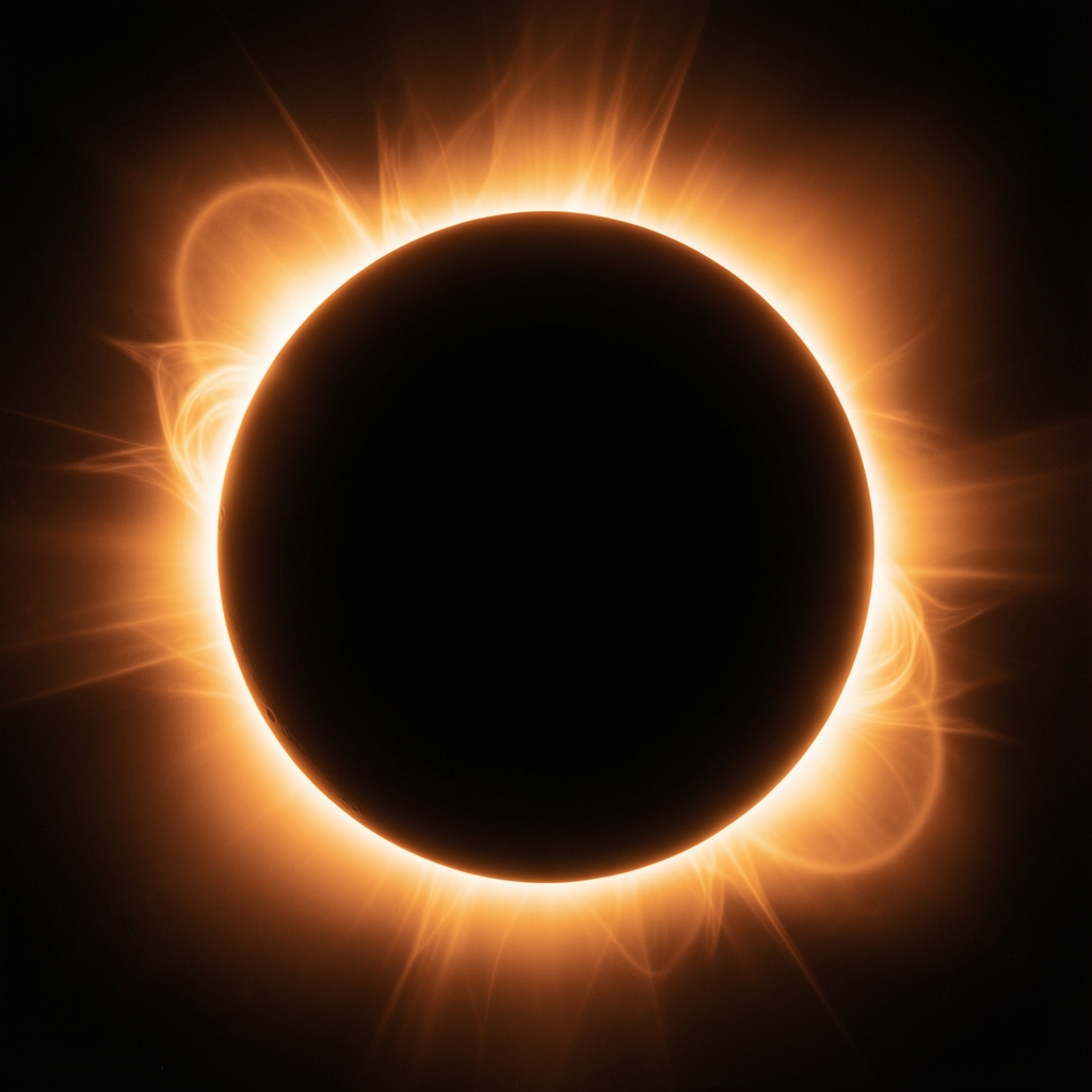 Eclipse solar total mostrando la corona solar alrededor de la luna oscura